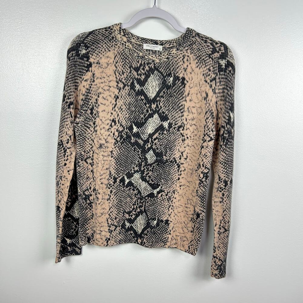 Equipment Femme Pink Gray Snake Skin 100% Cashmere Sweater Crew Neck Size XS